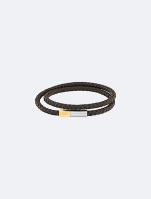Double Wrap Braided Leather Bracelet, Green