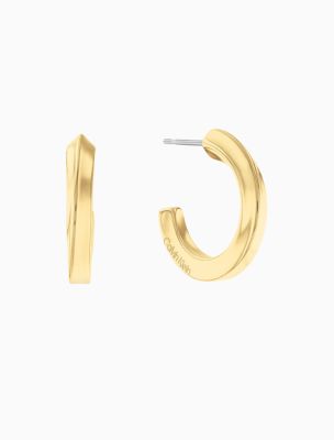 Curved Ring Earrings, Gold
