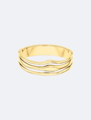 Sculptural Fluid Shape Hinged Bangle, Gold