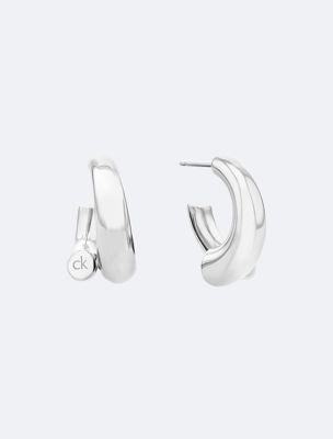 Sculptural Round Earrings, Silver