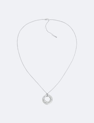 Sculptural Round Pendant Necklace, Silver