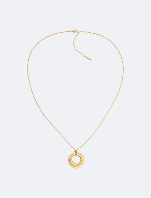 Sculptural Round Pendant Necklace, Gold