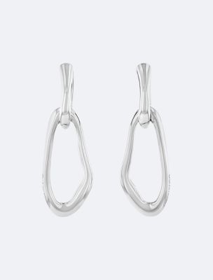 Organic Chain Link Earrings, Silver
