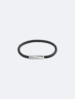Beveled ID Leather Bracelet