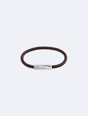 Beveled ID Leather Bracelet, Chocolate