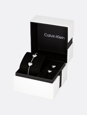 Heart Bracelet and Earrings Gift Set, Silver