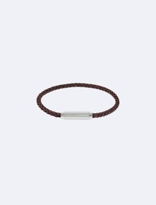 Thin Braided Leather Bracelet, Brown
