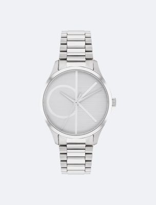 Texture Logo Bracelet Watch, Silver
