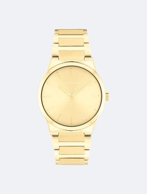Minimalist Integrated Link Bracelet 32mm Watch, Yellow Gold