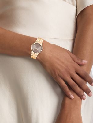Женские часы Calvin Klein Minimalist Integrated Link Bracelet 32mm Watch, цвет: Розовато-лиловый — фото 4