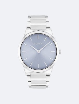 Minimalist Integrated Link Bracelet 32mm Watch, Blue