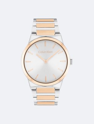 Minimalist Integrated Link Bracelet 32mm Watch, Two Tone