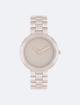 Monochromatic Ceramic Case Watch, Beige