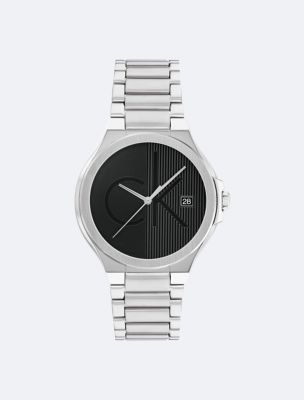 Textured Monogram Logo Dial Silicone Strap Watch, Black