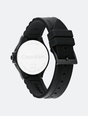 Textured Monogram Logo Dial Silicone Strap Watch | Calvin Klein