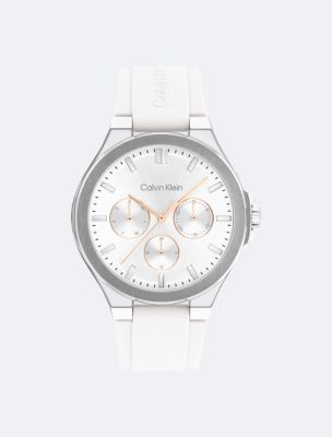 Multifunction Silicone Bracelet Watch, White