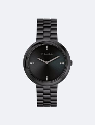 Minimalist Integrated Link Bracelet 32mm Watch, Black