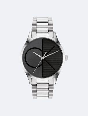 Debossed Logo Link Bracelet Watch, Black
