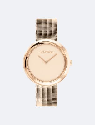 Minimalist Twisted Bezel Watch, Carnation Gold