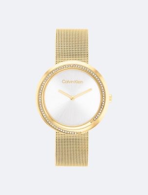 Crystal Bezel Watch, Gold