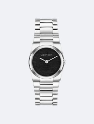 Textured Dial Link Bracelet Watch, Black