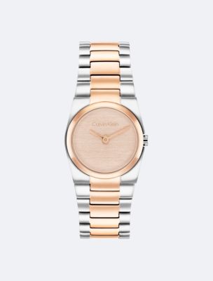 Textured Dial Link Bracelet Watch, Carnation Gold