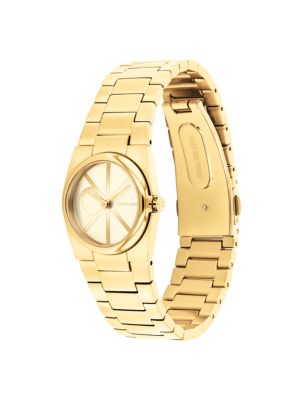 Женские часы Calvin Klein Emblem Dial Link Bracelet Watch, цвет: Золотой — фото 2