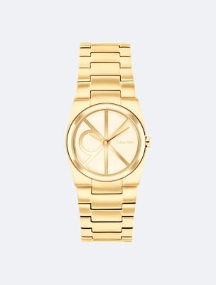 Emblem Dial Link Bracelet Watch, Gold