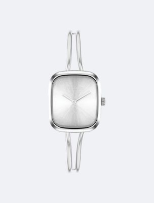 Brushed Dial Bangle Watch, Silver