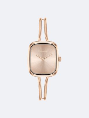Brushed Dial Bangle Watch, Rose Gold