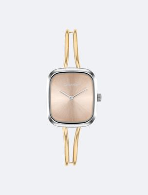 Brushed Dial Bangle Watch, Rose Gold