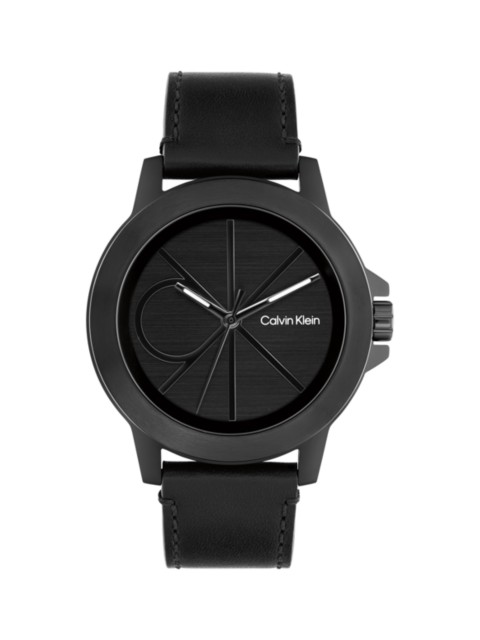 Мужские часы Calvin Klein Emblem Dial Leather Strap Watch