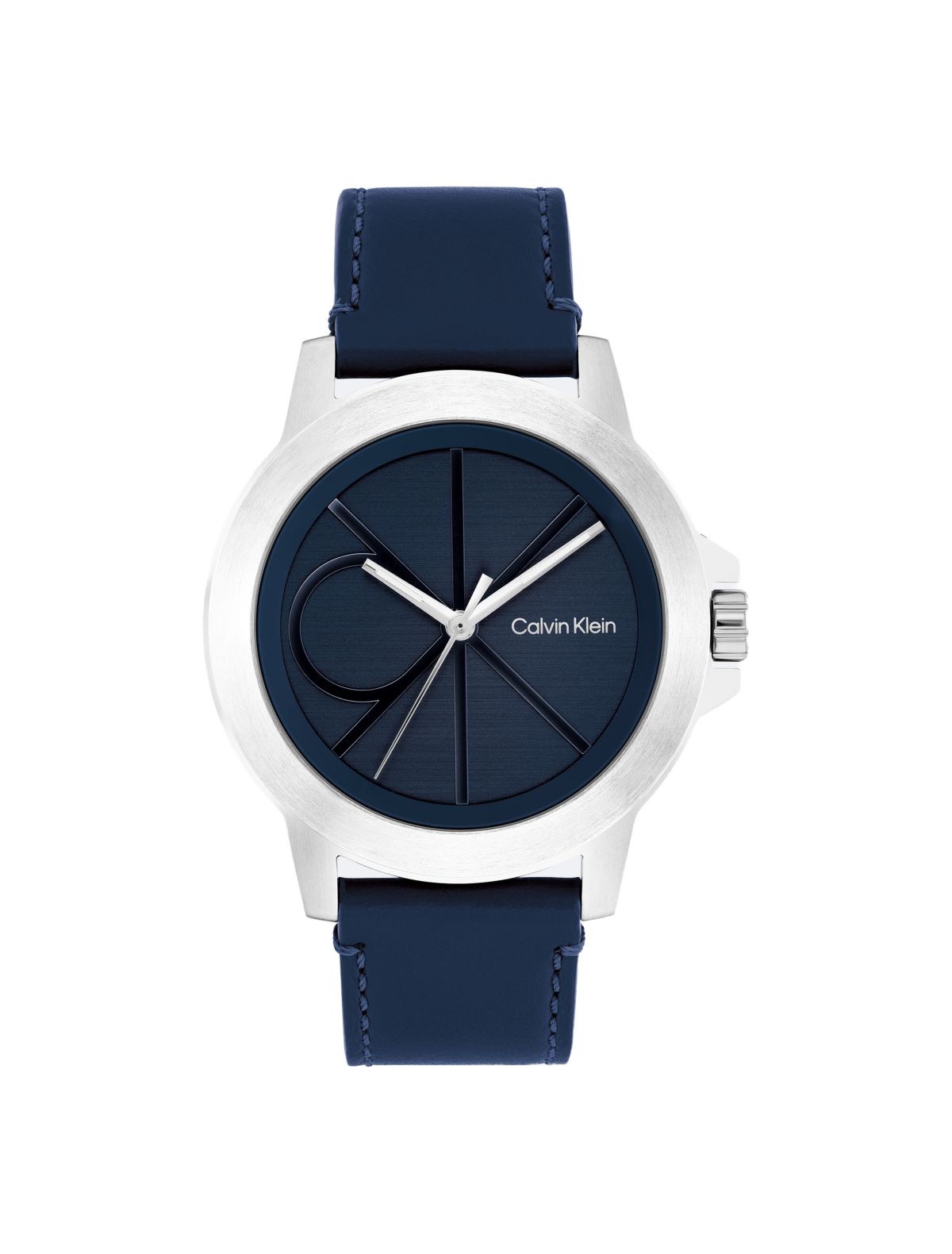 Emblem Dial Leather Strap Watch