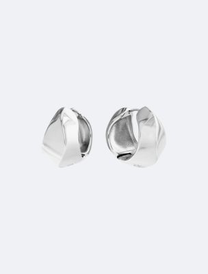 Sculptural Contour Earrings, Silver