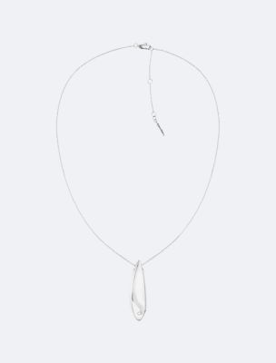 Sculptural Contour Vertical Pendant Necklace, Silver