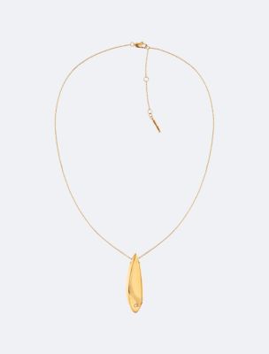 Sculptural Contour Vertical Pendant Necklace, Gold