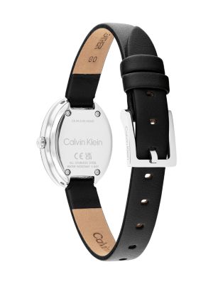 Женские часы Calvin Klein Contoured Bezel Oval Dial Leather Strap Watch — фото 3