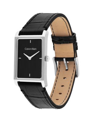 Мужские часы Calvin Klein Rectangle Dial Leather Strap Watch — фото 2