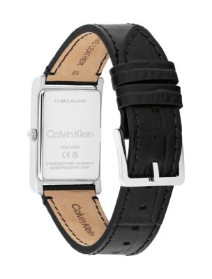Мужские часы Calvin Klein Rectangle Dial Leather Strap Watch — фото 3