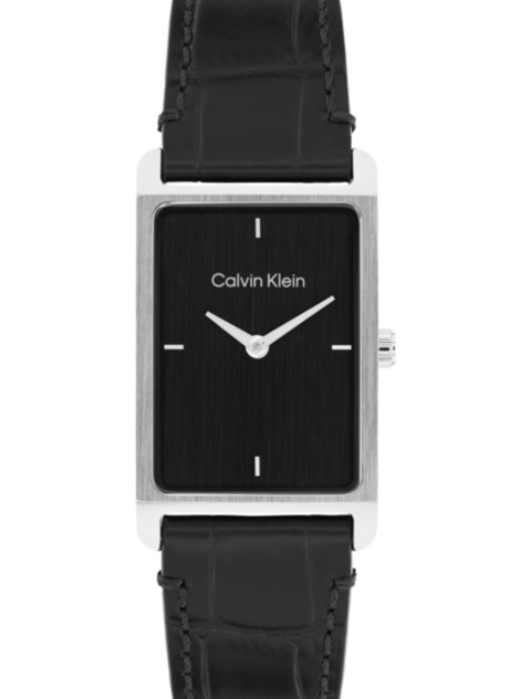 Мужские часы Calvin Klein Rectangle Dial Leather Strap Watch