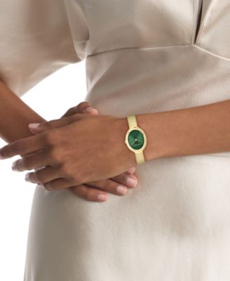 Женские часы Calvin Klein Contoured Bezel Oval Dial Watch, цвет: Зелёный — фото 4