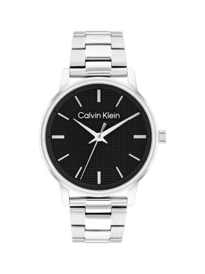Textured Dial Link Bracelet Watch, Black