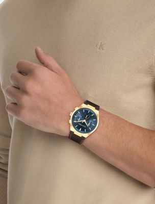Мужские часы Calvin Klein Multifunction Leather Bracelet Watch — фото 3