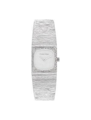 Textured Dial Mesh Bracelet Watch, Silver