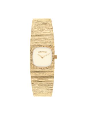 Textured Dial Mesh Bracelet Watch, Gold