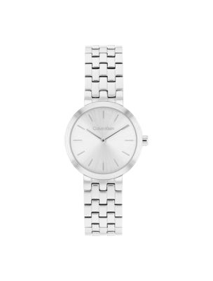 Modern Dial Link Bracelet Watch, Silver