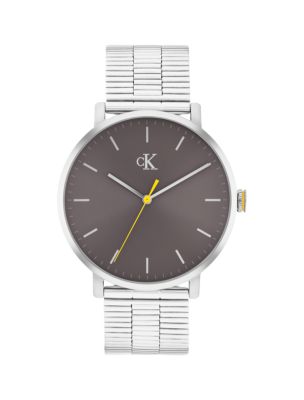 Slim Case Link Bracelet Watch, Silver