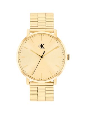Slim Case Link Bracelet Watch, Gold
