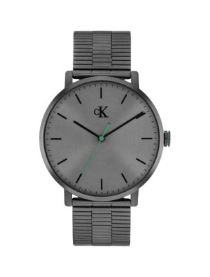 Slim Case Link Bracelet Watch, Grey