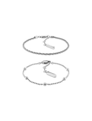 Layered Bracelet Set, Silver